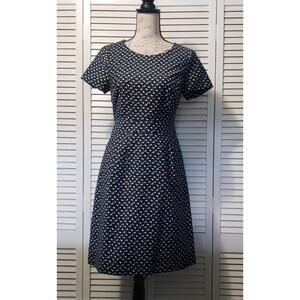 Boden Odelia Star Print Dress Women's Petite 6 Navy Short Sleeve Pockets Stretch